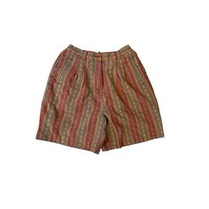 VTG IZOD Club Shorts Womens Sz 12 Brown Aztec Southwestern Pleated Hippie